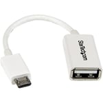 StarTech.com Câble adaptateur Micro USB vers USB Host OTG de 12cm - Adaptateur USB On-The-Go - Mâle / Femelle - Blanc (UUSBOTGW)
