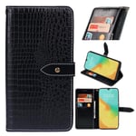Oppo A12 Premium Leather Wallet Case [Card Slots] [Kickstand] [Magnetic Buckle] Flip Folio Cover for Oppo A12 Smartphone(Black)