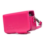 MegaGear Leather Camera Case with Strap Compatible with Sony Cyber-shot DSC-RX100 VII, ZV-1, DSC-RX100 VI, DSC-RX100 V, DSC-RX100 IV, DSC-RX100 III, DSC-RX100 II - Hot Pink