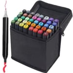 40-pack - Tuschpennor med Fodral Färgpennor Dubbelsidiga Pennor 915