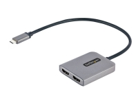 StarTech.com USB-C to Dual HDMI MST HUB, Dual HDMI 4K 60Hz, USB Type C Multi Monitor Adapter for Laptop w/ 1ft (30cm) cable, DP 1.4 Multi-Stream Transport Hub, USB Type C to 2x HDMI Ports - USB-C to HDMI Splitter (MST14CD122HD) - Videoadapter - 24 pin USB-C han til HDMI hun - grå