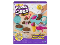 Kinetic Sand KNS ACK Ice Cream Scented Playset GML, Magisk sand för barn, 6 År, Giftfri, Brun, Rosa, Vit