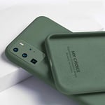 ECMQS New Liquid Silicone Soft Phone Cover Case For Huawei P40 Pro P30 P20 Lite Honor 20 8x 9x P Smart Z Plus Y9 Prime Nova 5t Honor 9X Dark Green