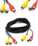 Cable composite audio/vidéo RCA DVD/magnétoscope/SAT connecteurs jaune/blanc/rouge 3 males vers 3 males