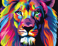 Awesocrafts Number Painting Kits, Colorful Neon Lion King Animals Paint by Number 16x20 inches for Adults and Kids (Lion)