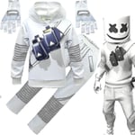 Ny 2023 Dj Marshmello Barn Vit 3D-Tryckt Tröja Set Halloween Karneval Party Kostym 120cm