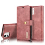 DG.MING iPhone 12 Mini - Plånboksfodral - Röd, Läder
