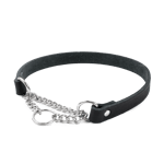 Selected by ZOO Läderhalsband Hera halvstryp Svart 18 mm x 39-49 cm