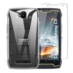 LJSM Case for Cubot King Kong CS + Tempered Film Glass Screen Protector - Transparent Silicone Soft TPU Cover Shell for Cubot King Kong CS (5.0")