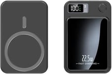 Noir Mini Batterie Externe Noire", Power Bank 10000 Mah, Smartphone Ios Et Android, Chargement Induction Et Cable," Charge Rapide