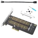 GELRHONR Carte adaptateur M.2 NVMe SSD vers PCIe - Extension PCIe 3.0 x4 x8 x16 pour NVME (M-Key) + SATA (B-Key) - Compatible avec les tailles 2230 2242 2260 2280 22110 - Noir