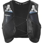 Salomon Active Skin 4 Unisex Running Hydration Vest Hiking Trail With Flasks Included, Precision Fit, 4L, and Optimized Storage, Black, L
