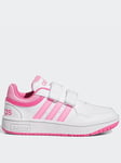 adidas Sportswear Kids Girls Hoops 3.0 Trainers - White/Pink, White/Pink, Size 10 Younger
