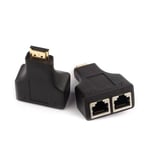 HDMI til 2x RJ45 nätverkskabel adapter - Cat 5e/6 . 1080p Fuld HD