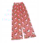 Hello Kitty Flanellpyjamas i tecknad stil, plysch och tjockt isolerade pyjamas för kvinnor, vattenmelonröd, XXL Watermelon Red XXL