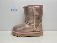 UGG T Classic II Metallic Glitter Rose Gold Pink Boots Girls UK Size 7 EUR 25