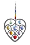 CHAKRA Crystals in Large Silver Heart Mobile Sun-catcher Valentines Day Box Gift