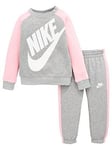 Nike Kids Girls Futura Crew And Jogger Set - Dark Grey, Grey, Size 2-3 Years, Women