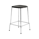 HAY - Soft Edge 80 Low Black Water Based Lacq Oak Chrome Base - Barstolar - Iskos-Berlin - Svart - Metall/Trä
