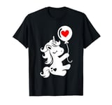 Cute Unicorn Balloon Heart Valentines Day Girls Women T-Shirt