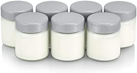 SEVERIN Lot de 7 pots de yaourt en verre de 150 ml avec couvercle gris pour yaourtière JG3521 / JG3520 / JG3519 / JG3518 - sans BPA - EG3513