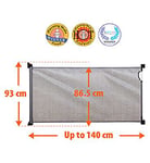 DreamBaby Retractable Relocatable Mesh Safety Gate - Grey (Fits Gaps 0-140cm) Hardware Mounted