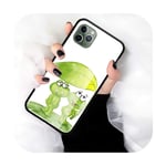 Cute Green Frog Tempered Glass Mobile Case For iphone 11 Pro Max XS XR X 8 7 6 6S Plus SE 2020 Coque Bags-T04-for iPhone 11 Pro