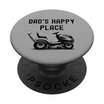 Dad's Happy Place Funny Lawnmower Father's Day Dad Jokes PopSockets Swappable PopGrip