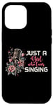 Coque pour iPhone 15 Pro Max Singer Microphone vintage Motif fleurs chantantes Opéra