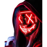 LED-mask Halloween, Skrämmande LED-ansiktsmask, The Purge Luminous Mask 3 ljuslägen, Halloween LED-mask för barn[~30]