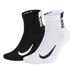 Nike Multiplier No Show Running Socks 2 Pack UK 8 - 11 EUR 42 - 46 White Black