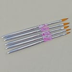Acrylic Nail Art Tips Drawing Uv Gel Builder Pen Brushes Pink 10