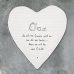 Porcelain Heart Coaster - We Will Be Friends Until We Are Old - East Of India