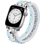 Crystal Bling Beaded Bracelet Strap for Apple iWatch Ultra Series 9 8 7 6 5 4 SE