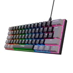 Trust Gaming GXT 867 Acira 60% Mechanical Keyboard UK Layout, RGB Illumination, Dual Function Keys, Ultra Compact Wired Programmable USB Mini Gaming Keyboard 60 Percent PC Laptop - Grey/Black