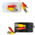 3M White Premade BNC Video Power Cable/Wire for Security Camera, CCTV, DVR, Surveillance System, Plug & Play