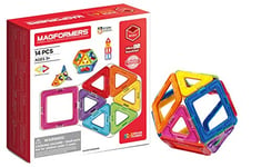 Magformers 14-piece Magnetic Construction Tiles Toy. STEM Teaching Resource. With 6 Squares and 8 Triangles. Magnetic Tiles For Children Aged 3+.