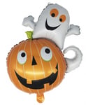 Festive Folieballong Halloween - Pumpa med Spöke Höjd 80 cm