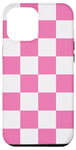iPhone 15 Plus Cute Pink and White Classic Checkered Big Checkboard Case