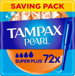 Tampax Pearl Tampons, Super Plus With Applicator, 72 Tampons (18 x 4 Packs), Le