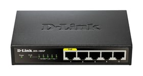 D-LINK – Kytkin 5x10/100Mbps RJ45, 1xPoE, pöytämalli, musta (DES-1005P/E)