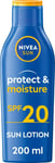 NIVEA SUN Protect & Moisture Sun Lotion SPF 20 (200 ml), Suncream with Vitamin 