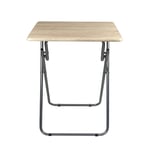 FOLDING TABLE COMPACT WOODEN TOP SNACK TV SIDE COFFEE INDOOR OUTDOOR STEEL FRAME