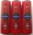 3 Pack Old Spice Captain 3 IN 1 Body,Face,Hair,Large 400ml Bottles
