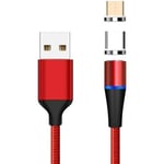PremiumCord Câble de chargement et de données magnétique USB-C et micro USB 2.0 mâle vers mâle Vitesse 480 Mbps Rouge Longueur 1 m