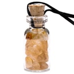 Glass Gift Bottle On Wax Cord With Citrine -- 3.6 Cm
