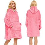 Snuggie Oversized Filt Hoodie -  Rosa (Färg: Rosa)