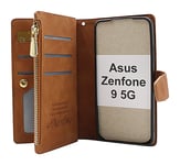 billigamobilskydd.se XL Standcase Lyxfodral Asus Zenfone 9 5G (Brun) 44654