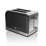 Swan ST19010BN - 2 Slice Retro Black Toaster 815W Cancel/Defrost Reheat Function