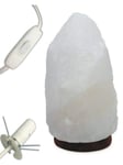 LED Energy Saving Bulb + Very Rare Natural White Himalayan Salt Crystal lamp Healing IONES Therapeutic Handmade Rough Shape Rock Stone (5-7 Kg White Salt Lamp)